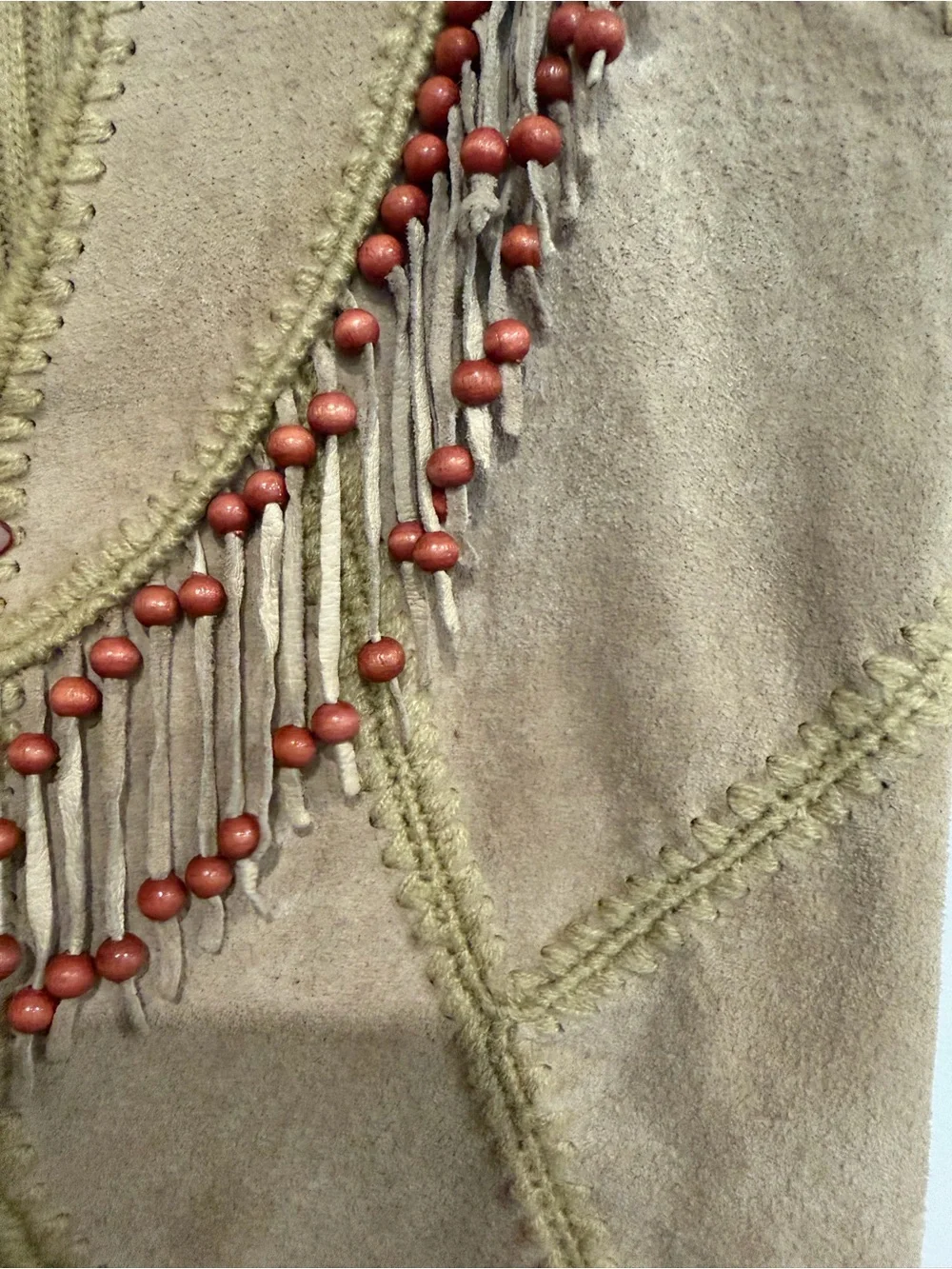 Miller Outerwear Pig Suede Leather Fringe Beaded Western Vest Size Small